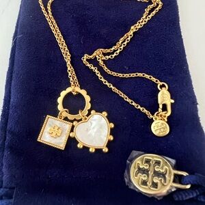Authentic💛 Tory Burch Heart & Square Necklace